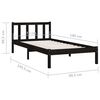 vidaXL Bed Frame without Mattress Black Solid Wood Small Single