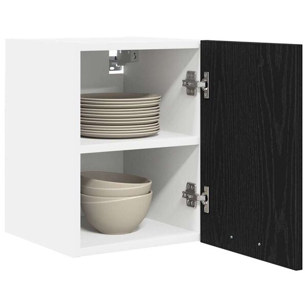 vidaXL Hanging Cabinet 2 pcs Black Oak and White 30 x 31 x 40 cm