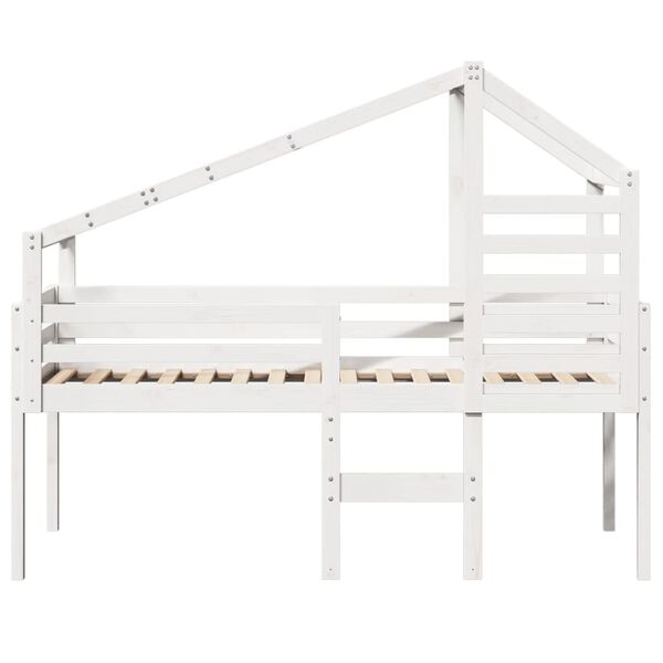 vidaXL High Sleeper Bed without Mattress White 90x190 cm Single Solid Wood Pine