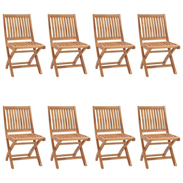 vidaXL Folding Garden Chairs 8 pcs Solid Teak Wood