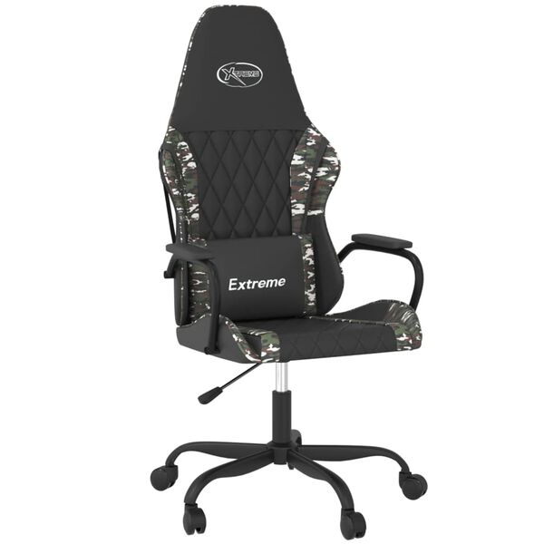 vidaXL Massage Gaming Chair Black and Camouflage Faux Leather