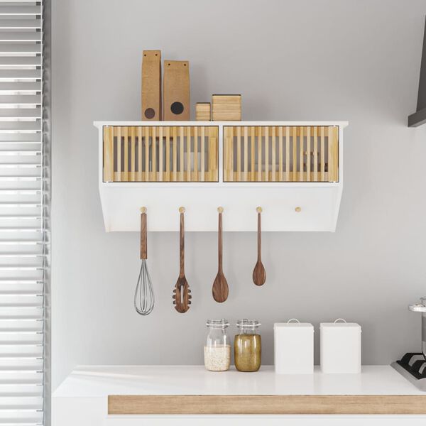 vidaXL Wall Wardrobe with Hooks White 80x24x35.5 cm Engineered Wood