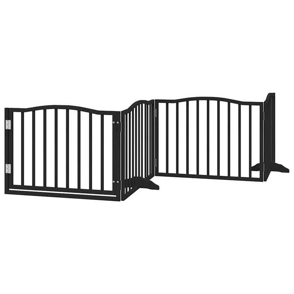 vidaXL Dog Gate with Door Foldable 4 Panels Black 320 cm Poplar Wood