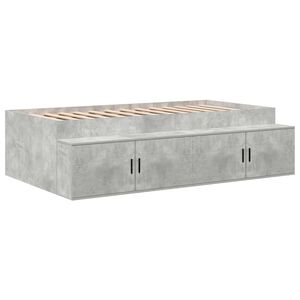 vidaXL Bed Frame with Drawer Concrete Grey 90 x 200 cm Engineered Wood