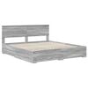 vidaXL Bed Frame with Drawer Grey Sonoma 200 x 200 cm Engineered Wood