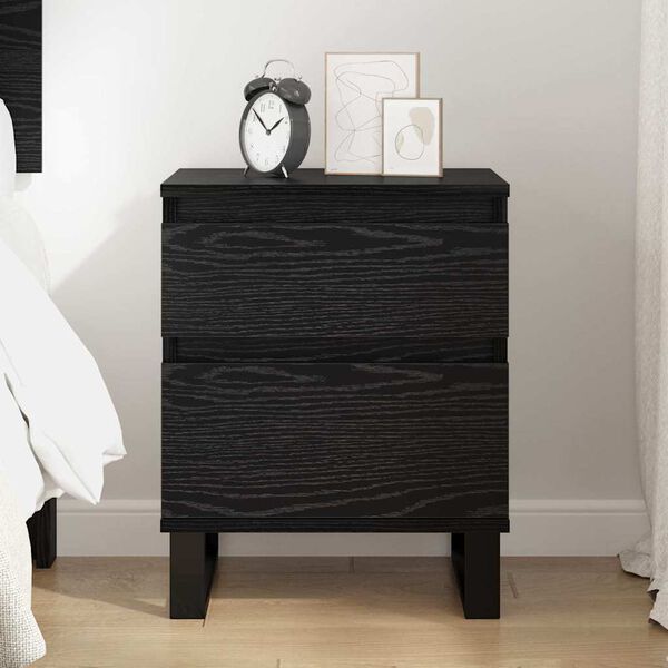 vidaXL Bedside Cabinet Black Oak 40 x 35 x 50 cm Engineered Wood