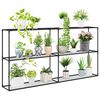 vidaXL 3-Tier Plant Stand Black 200 x 32 x 104 cm Steel