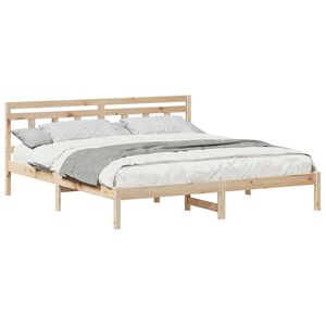 vidaXL Bed Frame Brown 200 x 200 cm Solid Pine Wood
