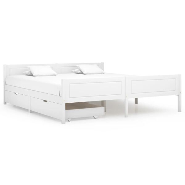 vidaXL Bed Frame without Mattress White Solid Wood Pine 180x200 cm Super King