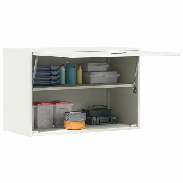 vidaXL Wall Cabinet for Garage with Gas-lift Door White