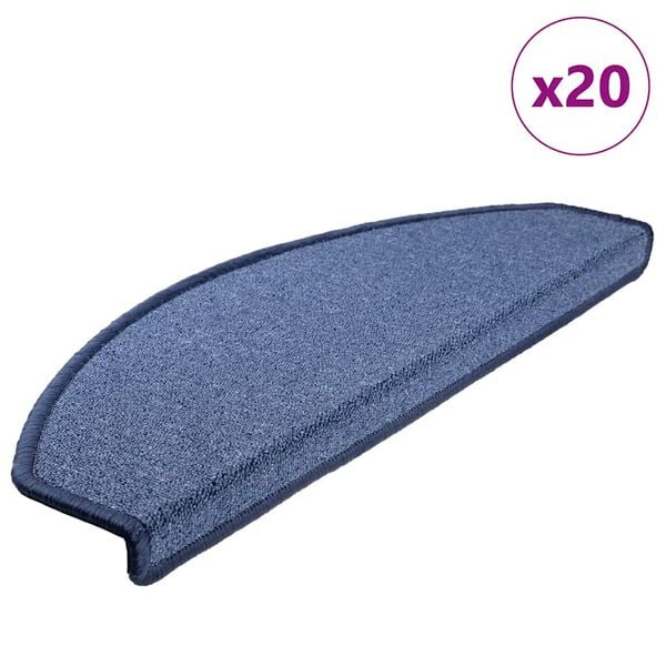vidaXL Stair Mats 20 pcs 65x24x4 cm Blue Half Round Large