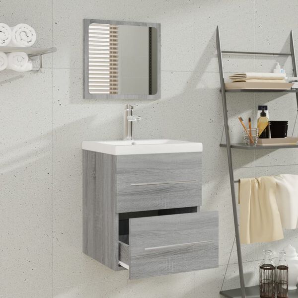 vidaXL Sink Cabinet with Built-in Basin Grey Sonoma Engineered Wood