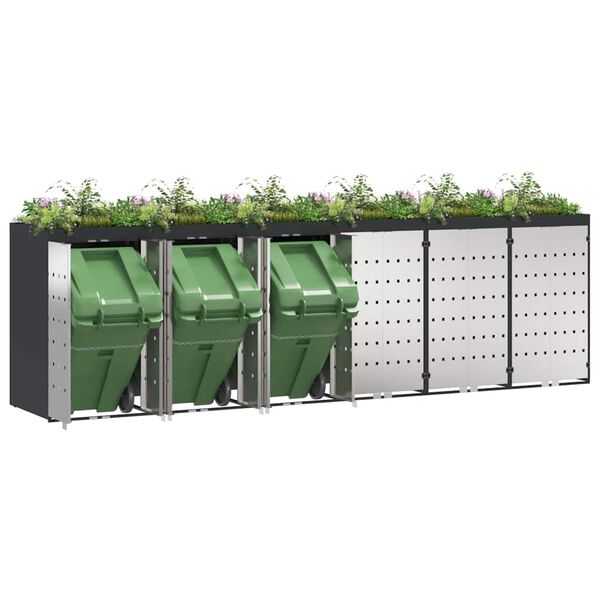 vidaXL Wheelie Bin Storage for 6 Bins Anthracite 408 x 77.5 x 121.5 cm