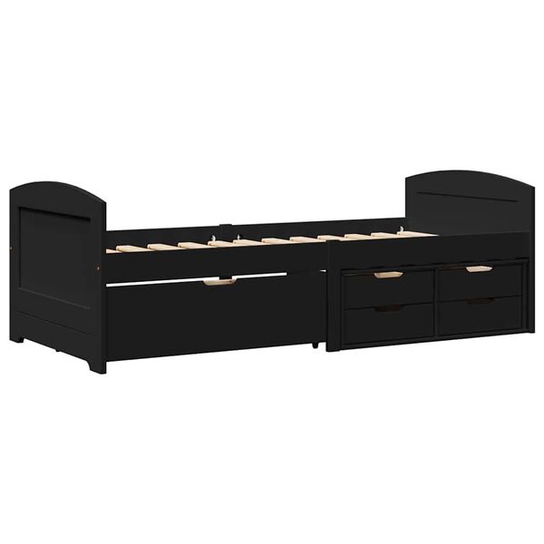 vidaXL Day Bed with 5 Drawers without Mattress IRUN Black 90x200 cm