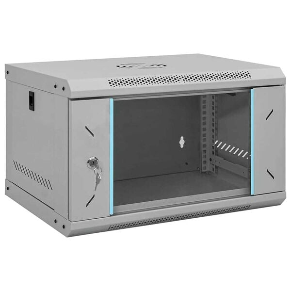 vidaXL Network Cabinet with Storage Grey 53 x 45 x 30 cm Steel