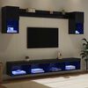 vidaXL TV Wall Units with LED with LED 6 pcs Black Oak Engineered Wood