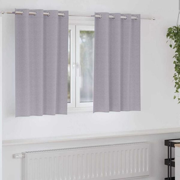 vidaXL Blackout Curtains with Rings 2 pcs Metal Grey 140 x 140 cm
