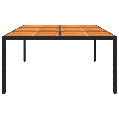 vidaXL Garden Table 200x150x75 cm Acacia Wood and Poly Rattan Black