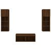 vidaXL 4 Piece TV Wall Cabinets with LED Lights Brown Oak