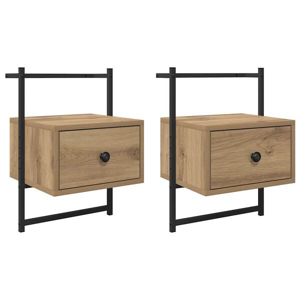 vidaXL Bedside Cabinet with Drawer 2 pcs Artisan Oak 35 x 30 x 51 cm