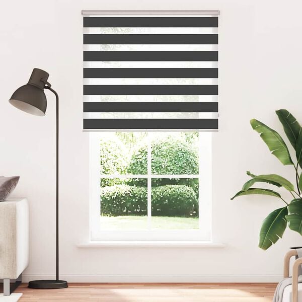 vidaXL Zebra Blind Black 130x200 cm Fabric Width 125.9 cm Polyester