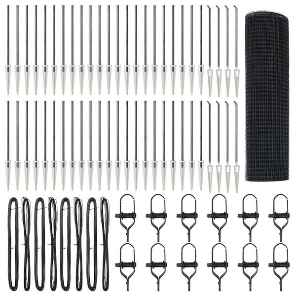 vidaXL Fence Post Grey 100 x 0.8 m (25 x 25 mm mesh) Steel and PVC