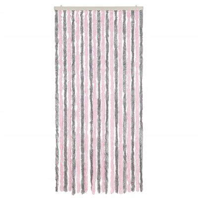 vidaXL Fly Curtain Silver Grey and Pink 100x230 cm Chenille