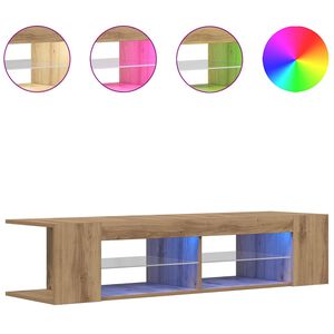 vidaXL TV Cabinet with LED Lights Artisan Oak 90x39x30 cm Engineered Wood