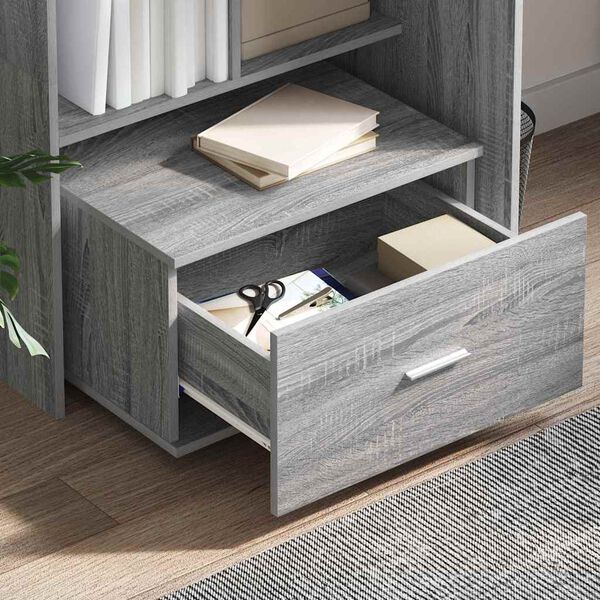 vidaXL Desk Grey Sonoma 131.5 x 50 x 106.5 cm Engineered Wood