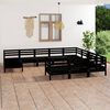vidaXL 11 Piece Garden Lounge Set Black Solid Wood Pine