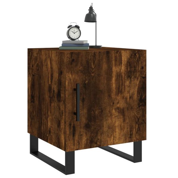 vidaXL Bedside Cabinet Smoked Oak 40x40x50 cm Engineered Wood