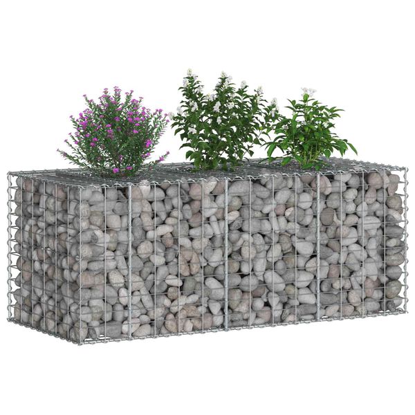 vidaXL Gabion Raised Bed Silver 140 x 60 x 55 cm Galvanised Steel