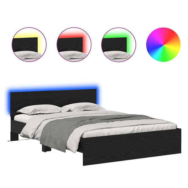 vidaXL Bed Frame with Headboard Black Oak 150 x 200 cm Engineered Wood