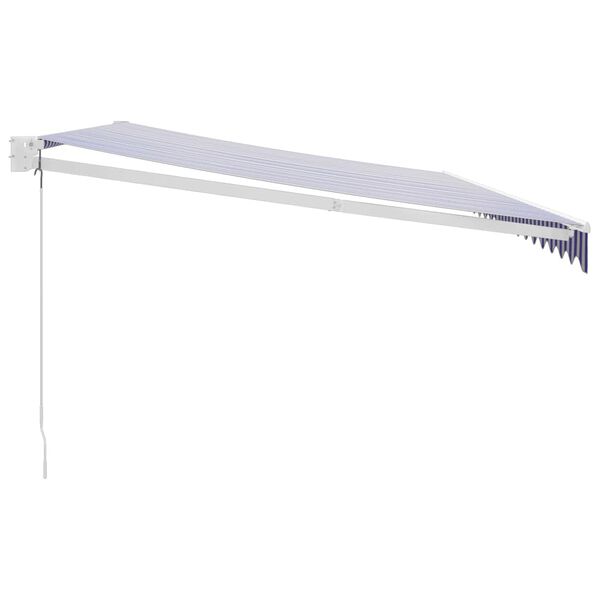 vidaXL Retractable Awning Blue and White 5x3 m Fabric and Aluminium