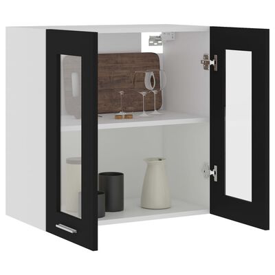 vidaXL Hanging Glass Cabinet Black 60x31x60 cm Engineered Wood