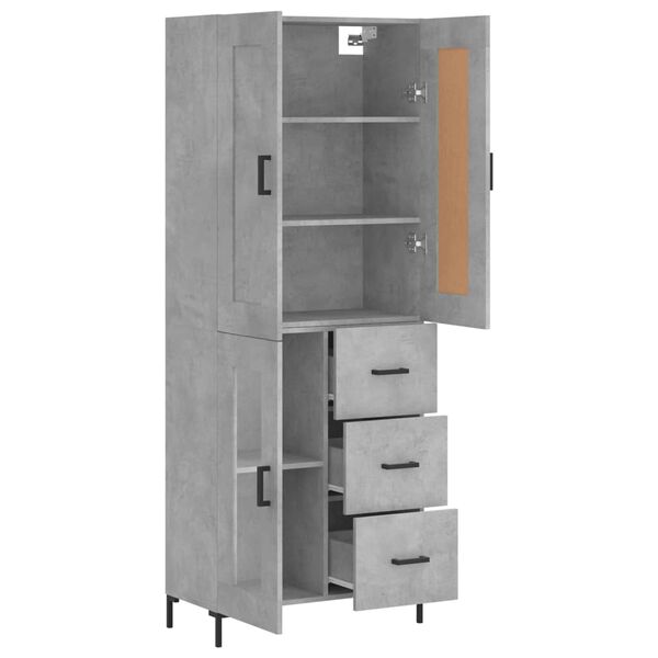 vidaXL Highboard Concrete Grey 69.5x34x180 cm Engineered Wood