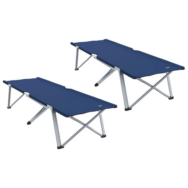 vidaXL Folding Camping Bed Folding 2 pcs Blue 194 x 62.5 x 42.5 cm
