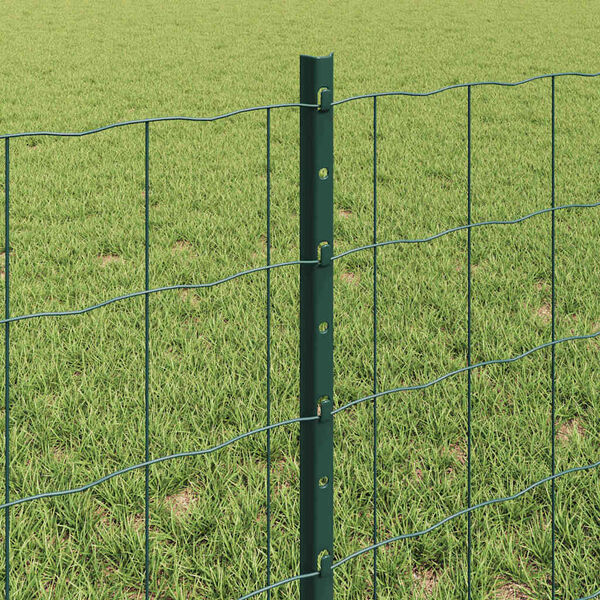 vidaXL Fence with Post Green 0.6 x 50 m Steel and PVC