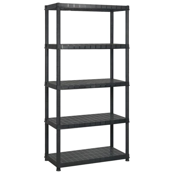vidaXL Storage Shelf 5-Tier Black 340x40x185 cm Plastic