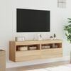 vidaXL TV Wall Cabinets with LED Lights 2 pcs Sonoma Oak 60x30x40 cm