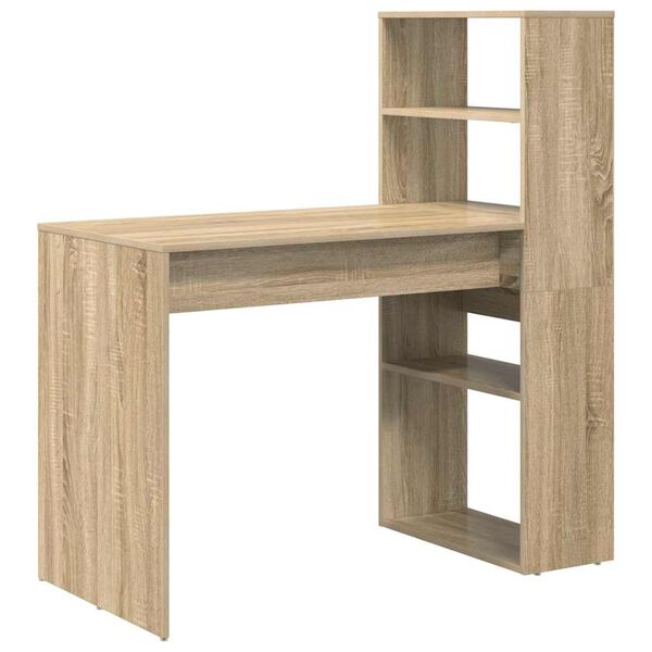 vidaXL Desk with Shelf Sonoma Oak 113 x 54 x 120 cm Engineered Wood