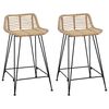 vidaXL Bar Stool 2 pcs Natural 44 x 45 x 76 cm Rattan and Steel
