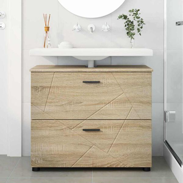 vidaXL Bathroom Cabinet with Drawer Sonoma Oak 76.5 x 35 x 64 cm