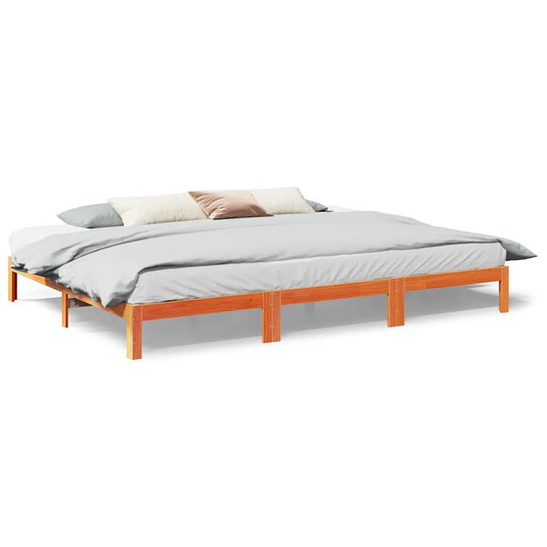 vidaXL Family Bed Frame No Mattress Wax Brown 270x200 cm Solid Wood Pine