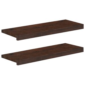 vidaXL Stair Treads 2 pcs 80 x 25 x 2 cm Dark Brown Solid Beech Wood