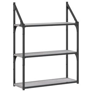 vidaXL 3-Tier Wall Shelf Grey Sonoma 60x21x78,5 cm Engineered Wood