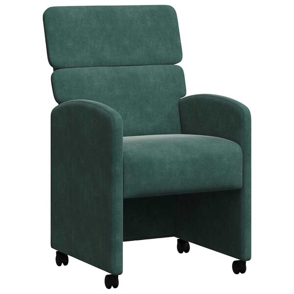 vidaXL Dining Chairs with Wheels 2 pcs Dark green 58 x 65 x 98 cm