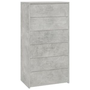 vidaXL Sideboard with 6 Drawers Concrete Grey 50x34x96 cm Engineered Wood