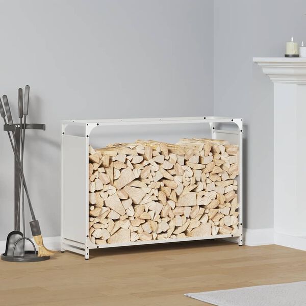 vidaXL Firewood Rack White 90x28x65 cm Cold-rolled steel