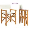 vidaXL Folding Director's Chair Cream Solid Wood Teak
